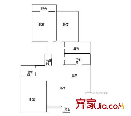 勝景天地戶型圖125平米戶型圖 3室