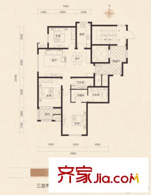中正?錦城D戶型 3室2廳2衛(wèi)1廚