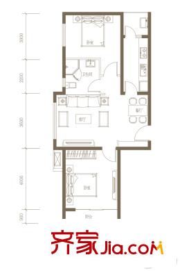 香悅瀾溪三期C戶型 2室2廳1衛(wèi)1廚