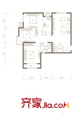 香悅瀾溪三期J戶型 3室2廳1衛(wèi)1廚