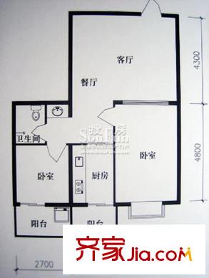 厚德祥遠(yuǎn)見(jiàn)戶型圖兩室兩廳一廚一衛(wèi) 2室2廳1衛(wèi)1廚