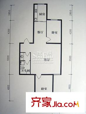 厚德祥遠(yuǎn)見戶型圖兩室兩廳兩衛(wèi) 2室2廳2衛(wèi)