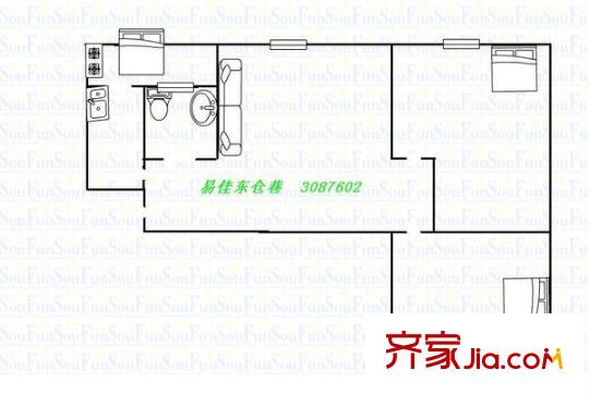 二機宿舍 2室 戶型圖