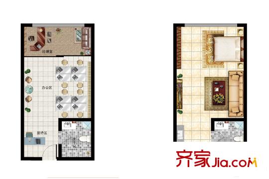 親海國際F戶型 1室1廳1衛(wèi)1廚