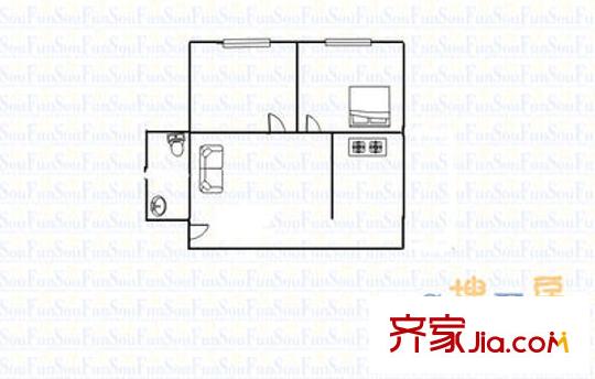 鐘樓街法院宿舍 2室 戶型圖