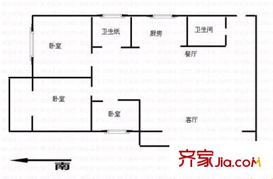 中鐵三局集團(tuán)塢城小區(qū) 3室 戶型圖