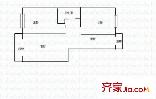 學府雅園戶型圖學府雅苑 2室 戶型圖 2室2廳1衛(wèi)1廚