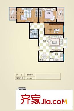 并州南路小區(qū)7號樓I戶型 3室2廳1衛(wèi)1廚