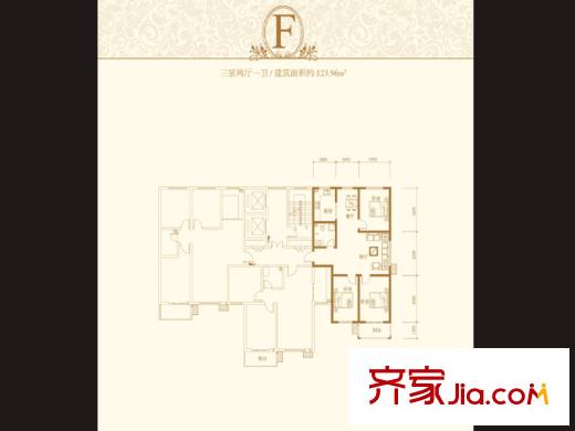 楓林四季F戶型 3室2廳1衛(wèi)1廚
