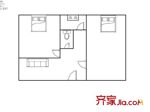 省建五公司西礦街宿舍 2室 戶型圖