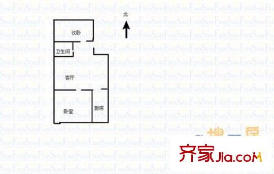 省建五公司西礦街宿舍 3室 戶型圖