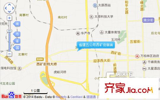 省建五公司西礦街宿舍交通圖