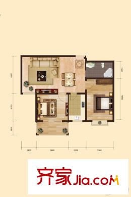 晉陽?峰平方米H戶型 2室2廳1衛(wèi)1廚