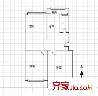 山西廣播電視大學(xué)宿舍 2室 戶型圖
