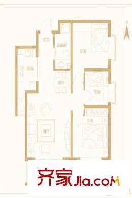 博名?繁華里D戶型 3室2廳1衛(wèi)1廚