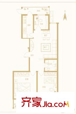 博名?繁華里E戶型 3室2廳1衛(wèi)1廚