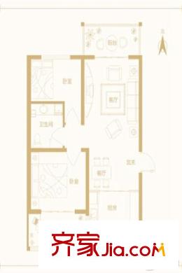 博名?繁華里B戶型 3室2廳1衛(wèi)1廚