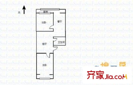 彭西二巷教委宿舍 2室 戶型圖