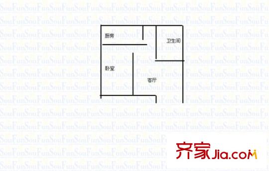 柳巷街道辦事處鐵匠巷社區(qū) 1室 戶型圖