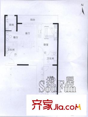 金基泰和苑144.54平米戶型 3室2廳2衛(wèi)2廚