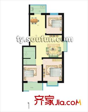 龍泉花園戶型圖澗河花園103.19 3室2廳1衛(wèi)