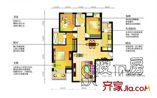 美林灣133.71平米三室兩廳兩衛(wèi) 3室2廳2衛(wèi)1廚