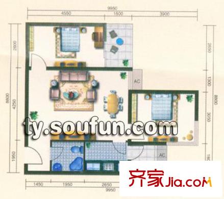 金盛園D戶型 2室1廳1衛(wèi)1廚