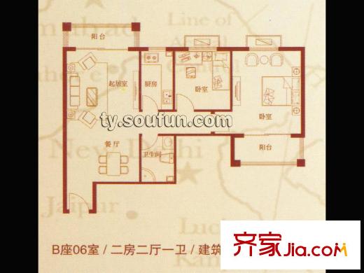 府東公園6棟B座06戶型 2室2廳1衛(wèi)