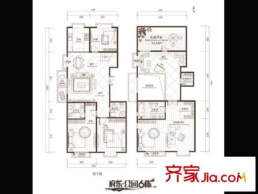 府東公園6棟C座01躍層-01戶型 5室3廳3衛(wèi)1廚