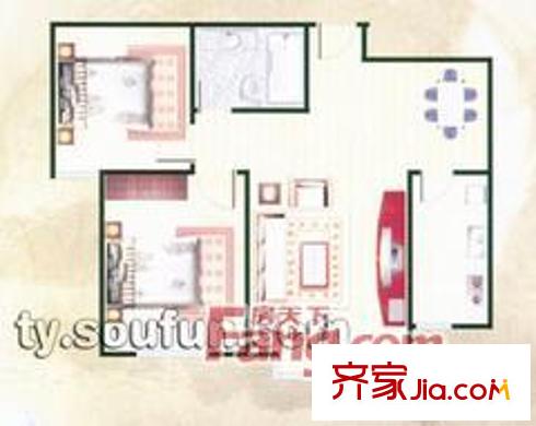 華城戶型圖戶型圖 2室2廳1衛(wèi)1廚