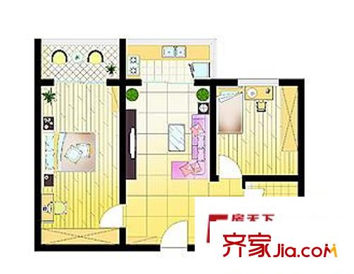 享堂新城戶型圖I 2室1廳1衛(wèi)1廚