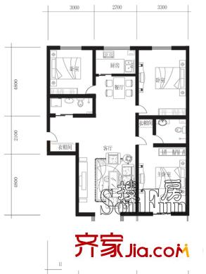 華浩水木云天A1戶型3室2廳2衛(wèi)126.1 3室2廳2衛(wèi)1廚