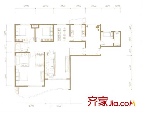 華泰御景灣C戶型 4室2廳3衛(wèi)1廚