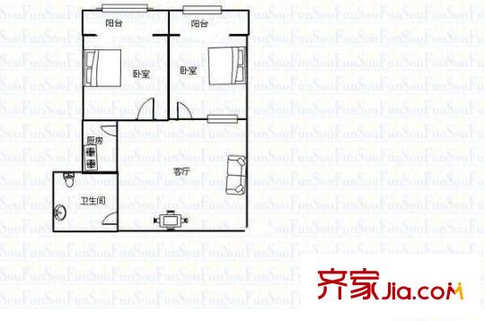 移村小區(qū) 2室 戶型圖