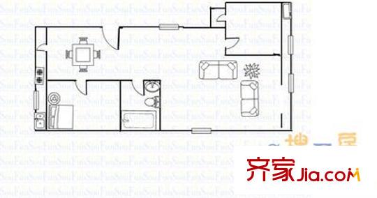 馨海銀座 2室 戶型圖