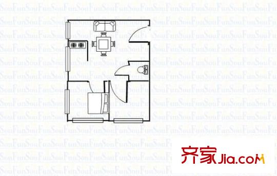 人防宿舍 2室 戶型圖