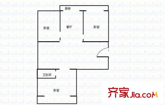 人防宿舍 3室 戶型圖