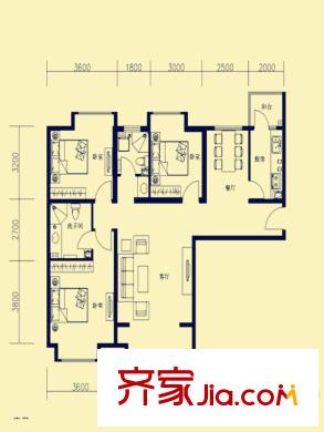 怡?；ㄔ?#D戶型 3室2廳2衛(wèi)1廚
