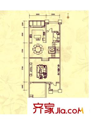 綠地?半山國際花園戶型d-聯(lián)排-366平方米二層 5室2廳5衛(wèi)
