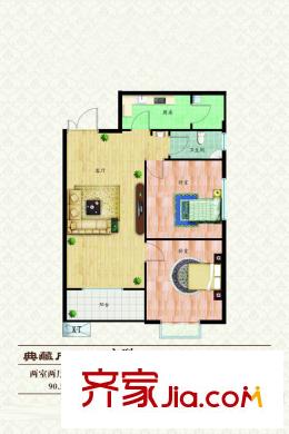 匯豐麗城D戶型 2室2廳1衛(wèi)1廚