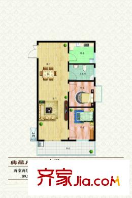 匯豐麗城F戶型 2室2廳1衛(wèi)1廚