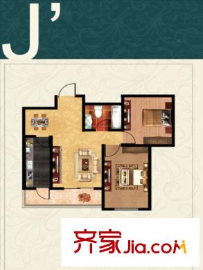 新星花園J戶型 2室2廳1衛(wèi)1廚