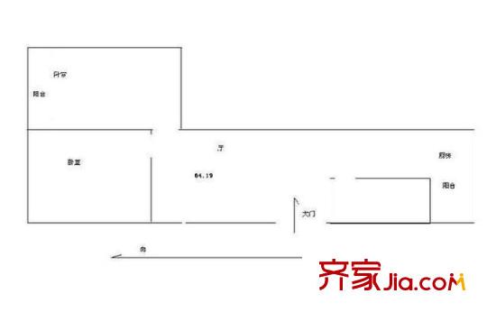 鹽業(yè)公司宿舍 2室 戶型圖
