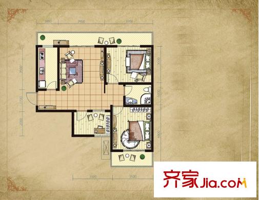 易居?山水豪庭項(xiàng)目C戶型 3室2廳1衛(wèi)1廚