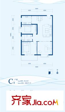 碧水蘭亭C1戶型圖 3室2廳1衛(wèi)1廚