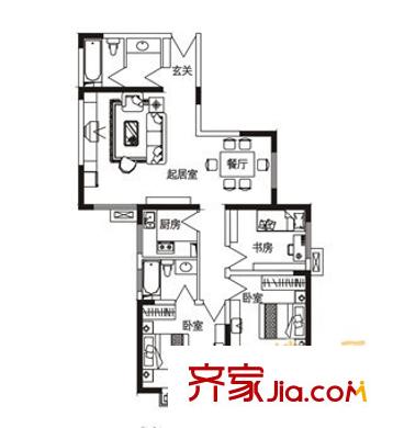 青年路東陵里電力單位房 3室 戶型圖