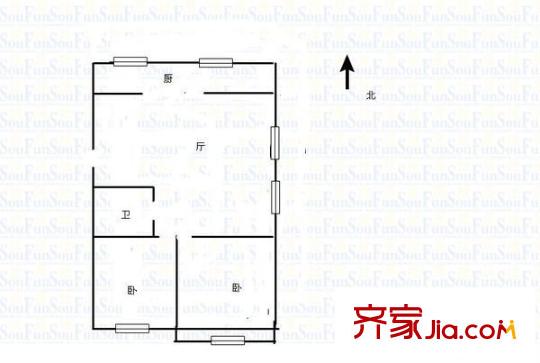青年路東陵里電力單位房 2室 戶型圖