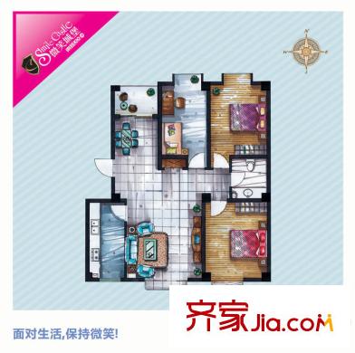 東城100（微笑城堡）戶型L 3室2廳1衛(wèi)