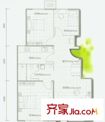 青年路東陵里電力單位房 2室 戶型圖