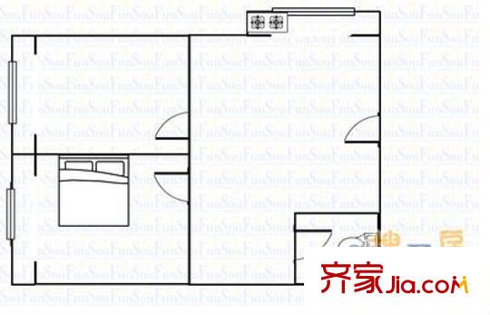 河西建設(shè)銀行宿舍 2室 戶型圖
